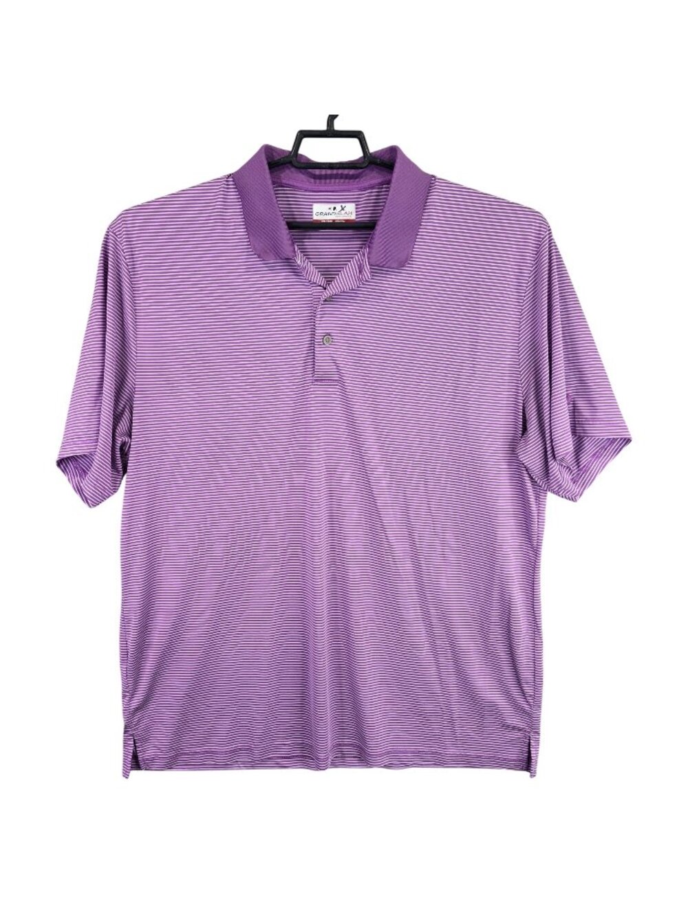 Mens Grand Slam Purple White Striped Golf Polo Shirt Short Sleeve Polyester XXL